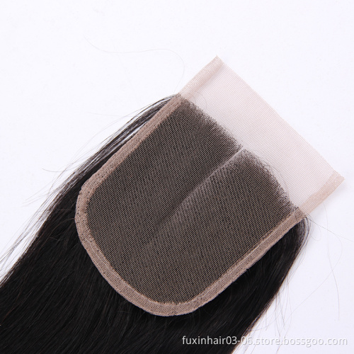 Wholesale 100% Human Hair Unprocessed Virgin Natural Brazilian Remy Hair 4x4 Lace Closure Straight